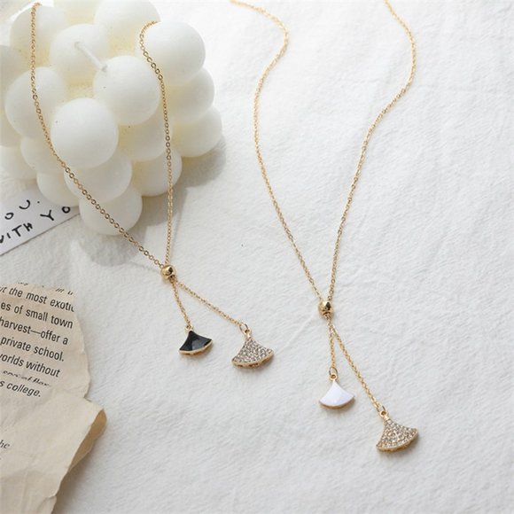 ♠NEW Minimalist Gold Choker Pendant Necklace White - Picture 3 of 5